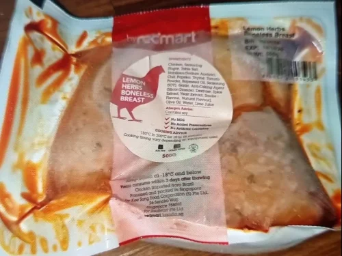 RedMart Lemon Herbs Marinated Chicken Boneless Breast (No MSG – Halal – Airfryer Ready) – Frozen, 2 Packs Total 1kg photo review