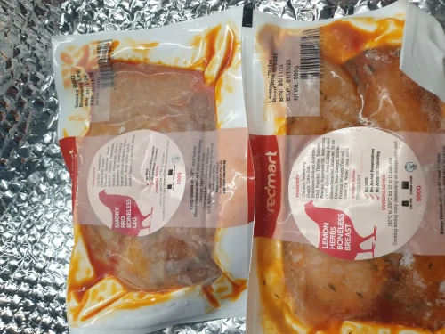 RedMart Lemon Herbs Marinated Chicken Boneless Breast (No MSG – Halal – Airfryer Ready) – Frozen, 2 Packs Total 1kg photo review